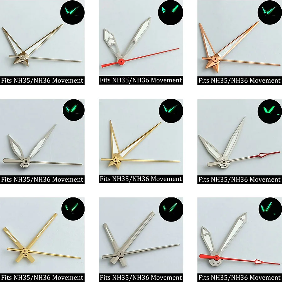 high-quality Watch accessories watch pointer NH series 35 NH36 hands green  luminous suitable for N H35/ NH36 movement