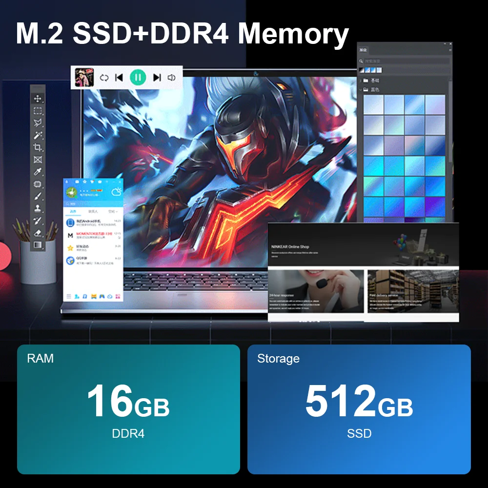 Ninkear N15 Air laptop Intel N95 15.6 pollici FHD IPS 16GB DDR4 512GB SSD tastiera retroilluminata sblocco impronta digitale Notebook Windows 11
