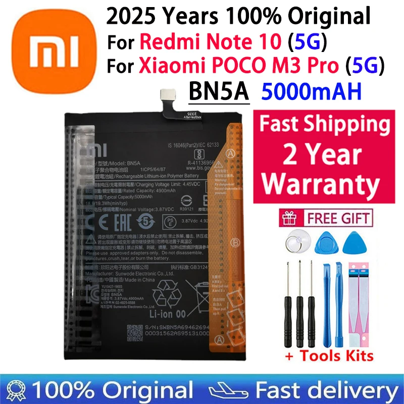 Originale Per Xiaomi Redmi Nota A3 K30 K40 7 7A 8 8T 9 9T 9S 10 10T 10S 10X 11 11T 12 12T Lite POCO M2 F3 M3 X3 X4 X5 Pro Batteria