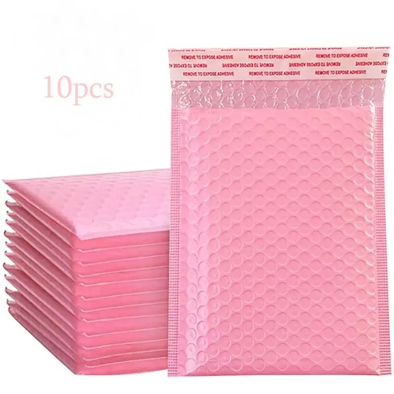 10 pçs rosa poli bolha mailers envelopes acolchoados auto selo envelopes acolchoados sacos de presente preto embalagem sacos de envelope para livro