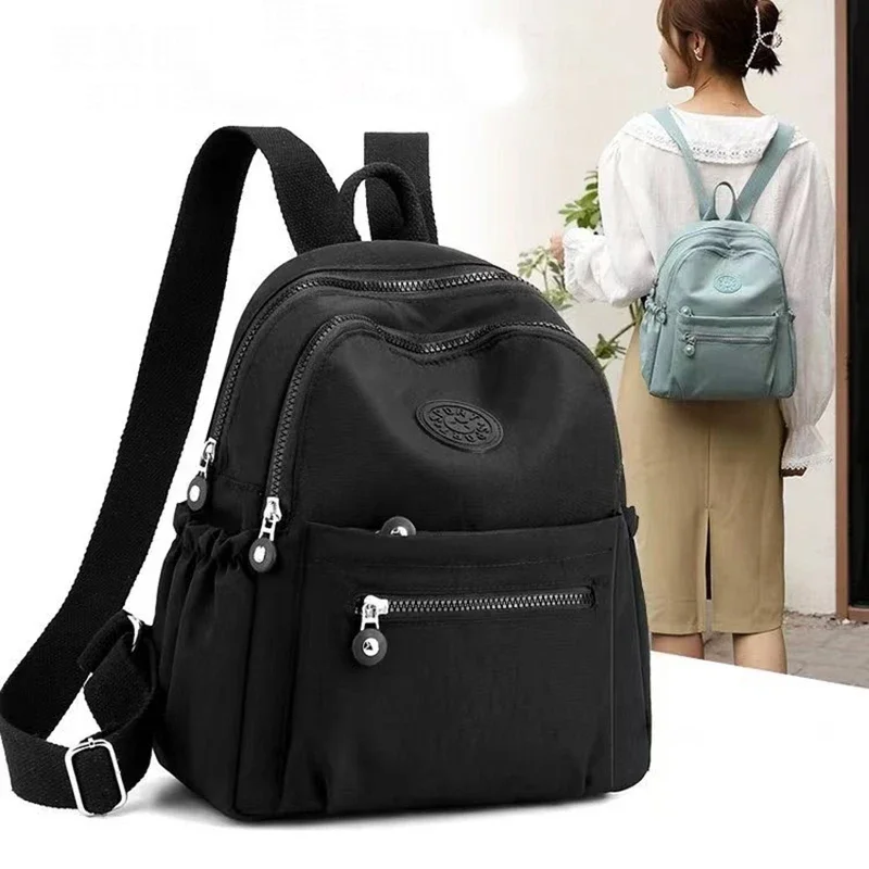 Zaino coreano in nylon da donna casual tinta unita piccolo zaino da viaggio per adolescenti studente scuola zaino borsa per mamma рюкзак