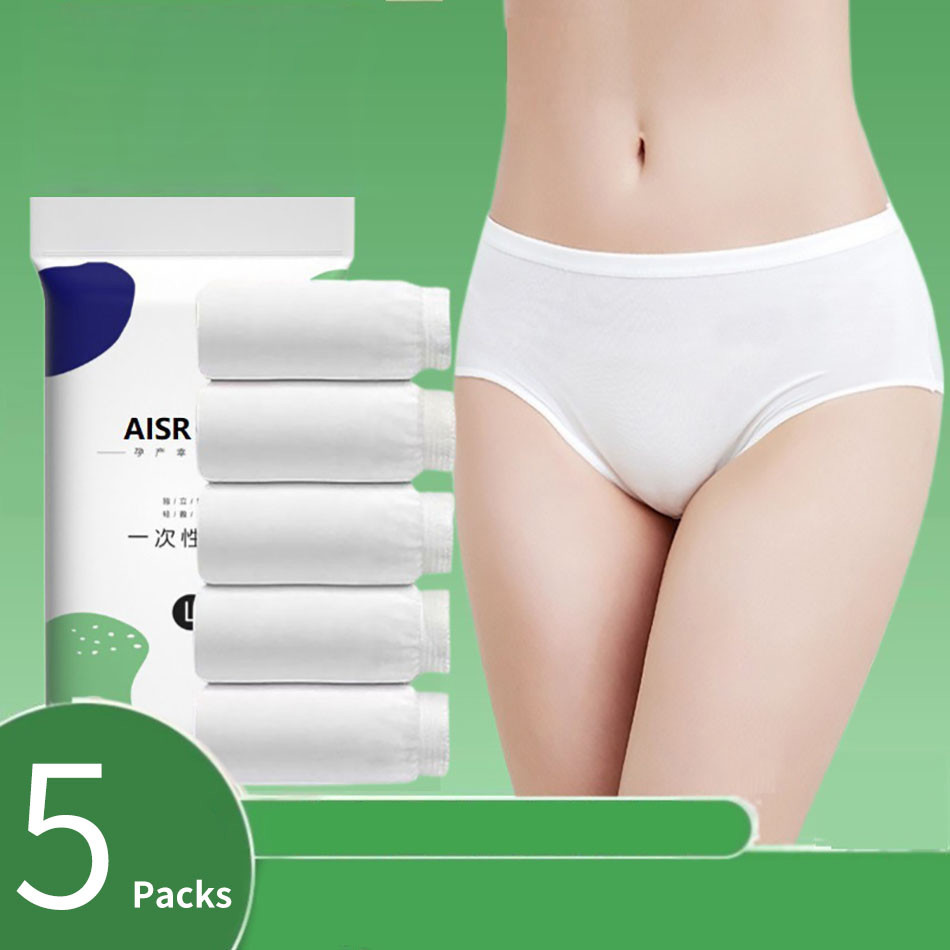 Ropa interior de Viaje cómoda para mujeres, bragas de algodón desechables para embarazadas, posparto, viajes rápidos, eliminación diaria, 5 unids/lote por paquete