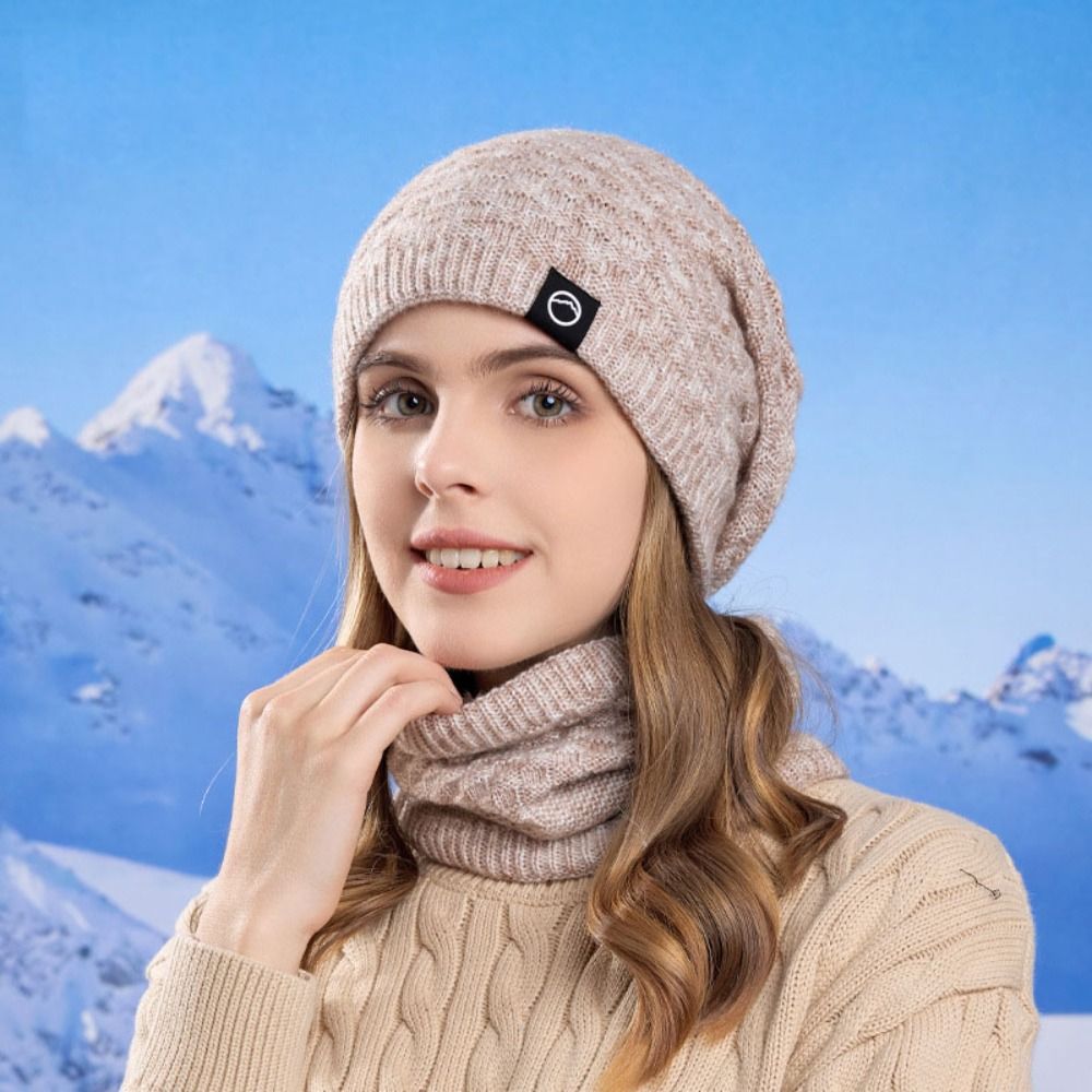 Neck Warmer Winter Beanie Hats Scarf Set Thicken Windproof Women Warm Knitted Hat Ear Protection Cold Proof