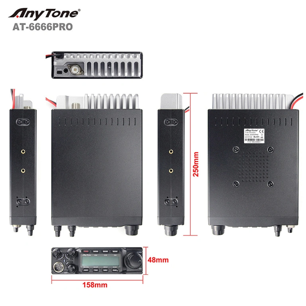 Neues AnyTone AT-6666 Pro 10-Meter-Radio mit hoher Leistung, 80 W/50 W, mobiles Radio, SSB (PEP)/FM/AM/PA/VOX/NRC-Modus, Langstrecken-Funkgerät