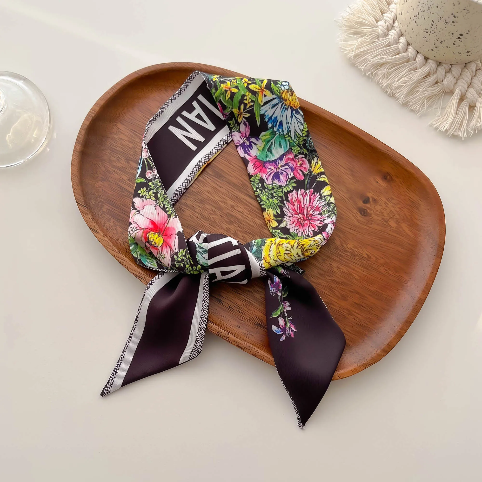 2023 novo lenço de sarja de seda d casa lenço de seda saco lenço de seda amarrado saco decoração fita bandana estrela mesmo presente high-end