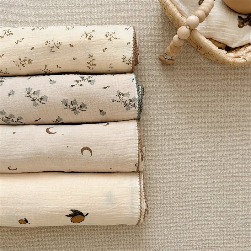 2 層ブランケット新生児花柄コットンモスリンおくるみ薄型ベビーサマーブランケット幼児ベビーバスタオル100X100CM