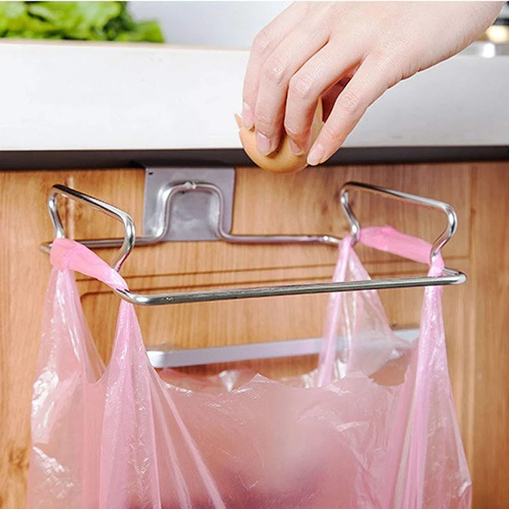 Portaoggetti per sacchetti della spazzatura sospesi in acciaio inossidabile Portaoggetti per sacchetti della spazzatura in acciaio inossidabile Porta sacchetti della spazzatura sospeso da cucina