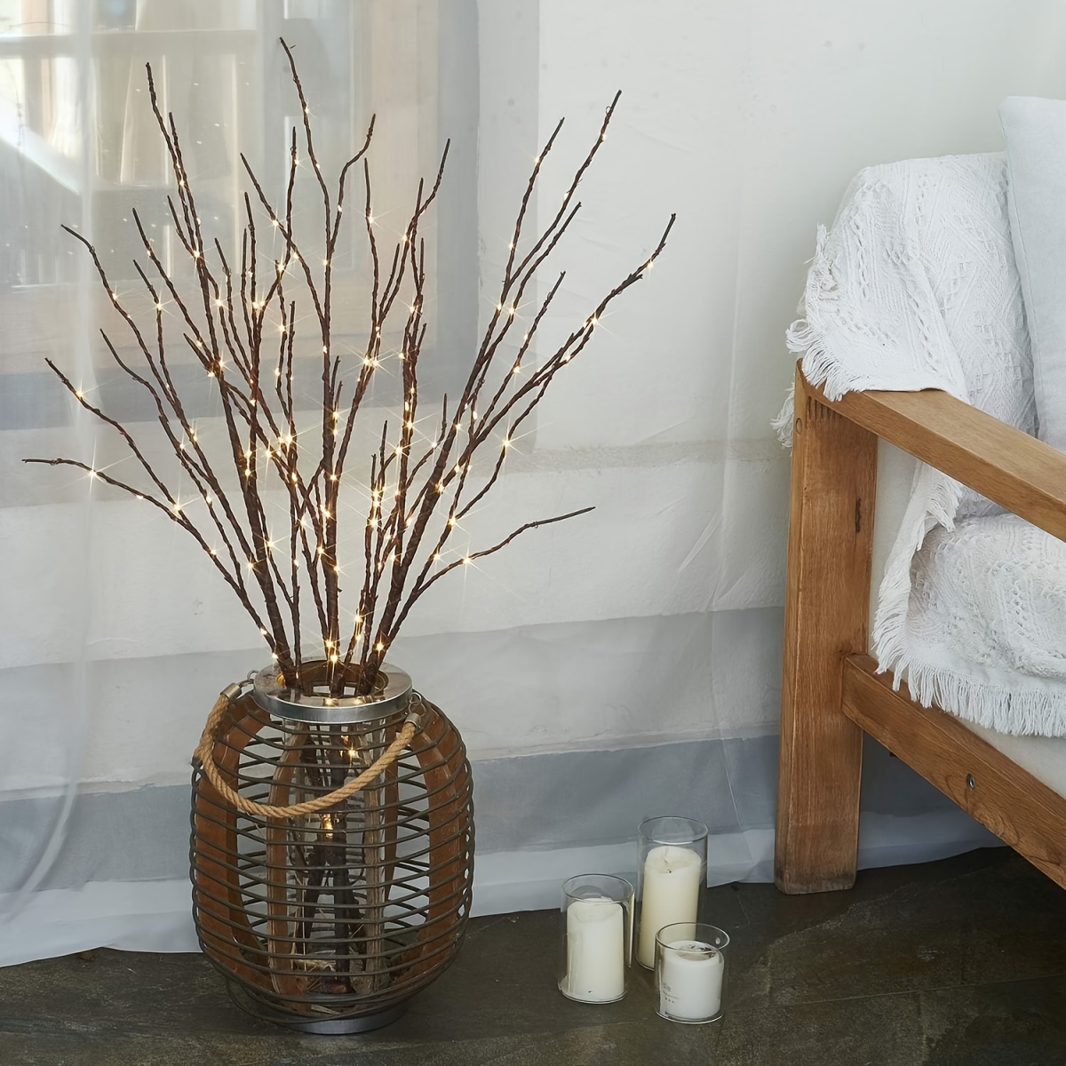 50LED weiße Birke Zweig festliche Licht Weihnachtsbaum Zweig Fee Girlande Licht Party Hochzeit Dekoration Abendessen Tischlampe neu