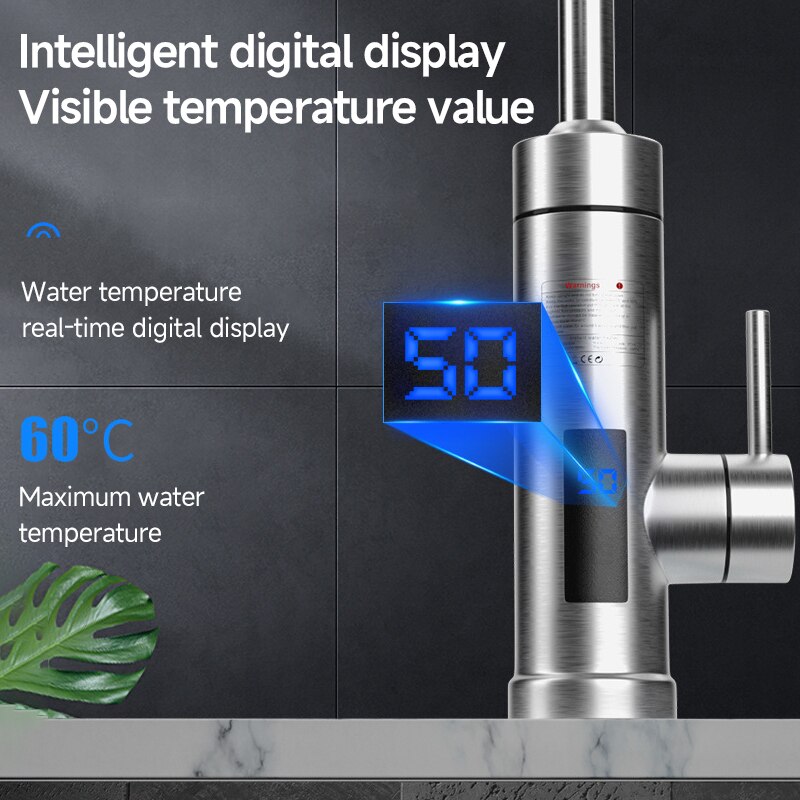 Instant Water Heater Faucet Tankless Heaters Kitchen Hot Water Tap Bathroom Heating Electric 220v Stainless Steel Shell