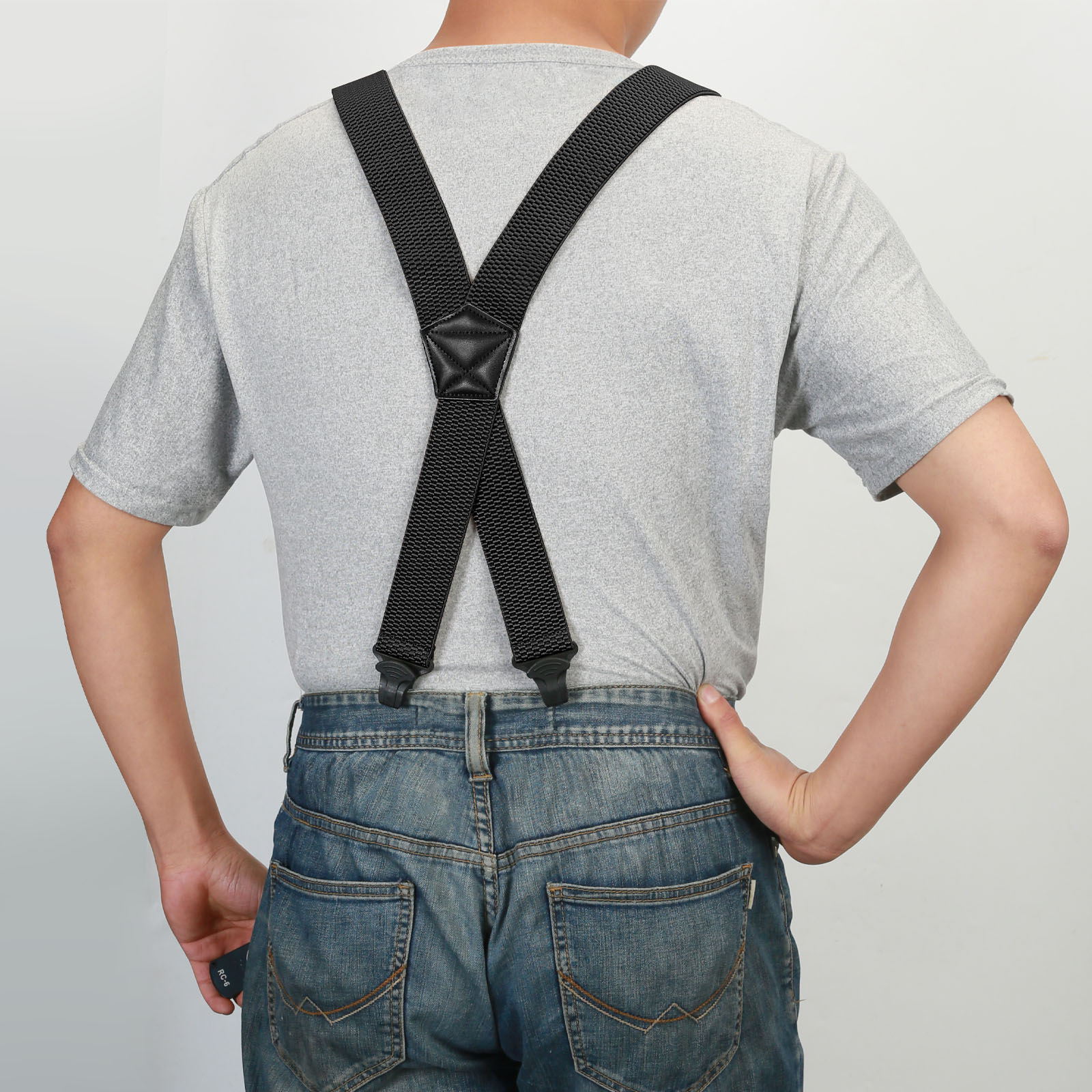 Heren Bretels Zwaar werk 3,8 cm breed X-Back met 4 plastic grijpersluitingen Verstelbare elastische broekbroekbeugels