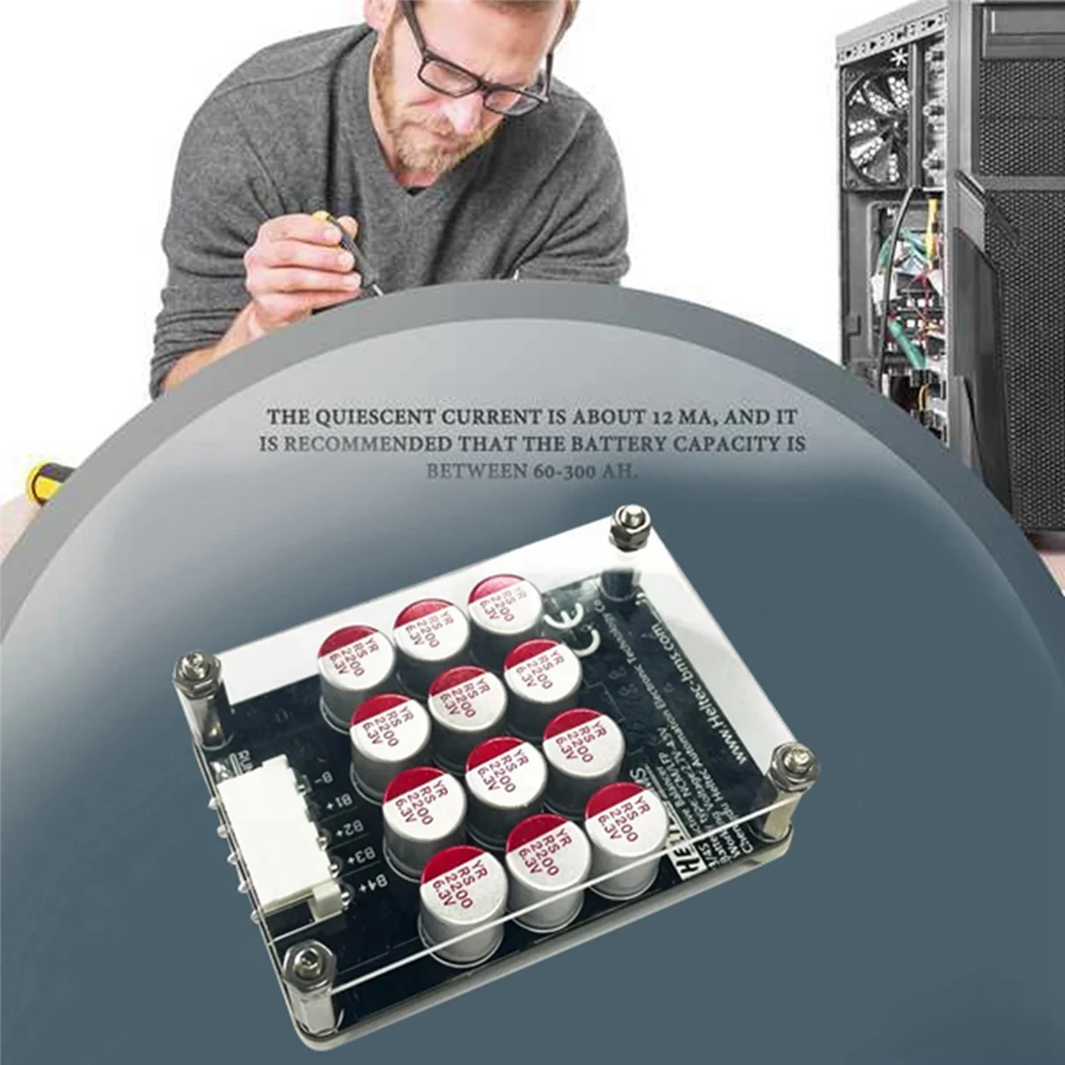 2X 4S 5A Cluster Equalizer Active Board Lithium Battery Lifepo4 Battery Equalizer Capacitor(with Case+Terminal Wire)