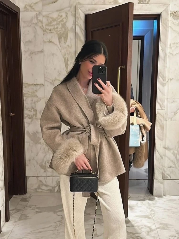 Elegante branco lapela flip bolsos blazer jaquetas para mulheres moda cintura até manga longa casacos cortados 2024 nova senhora commute casaco