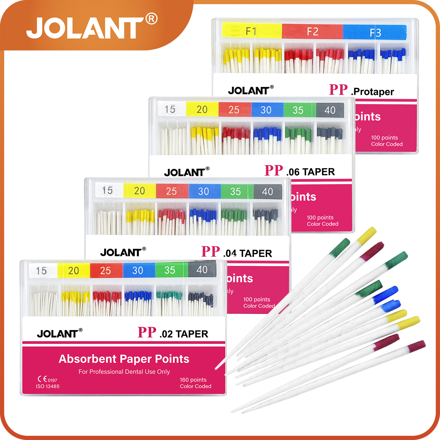 1 коробка JOLANT Стоматологические впитывающие бумажные наконечники Стерильные впитывающие бумажные наконечники Конус 02 04 06 F1 F2 F3 Стоматологические материалы