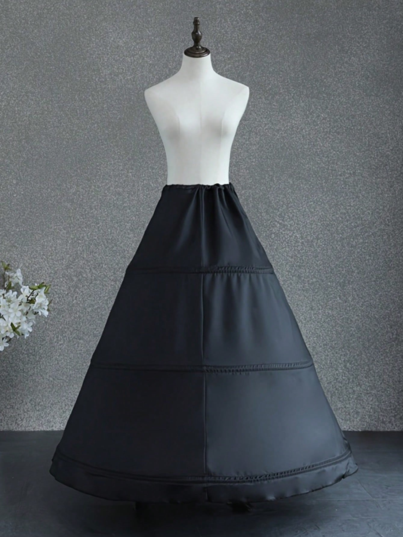 Women's 3 Hoops White Black Petticoat Bridal Half Slips Ball Gown Underskirt Wedding Dress Bride Pannier Petticoat Crinoline