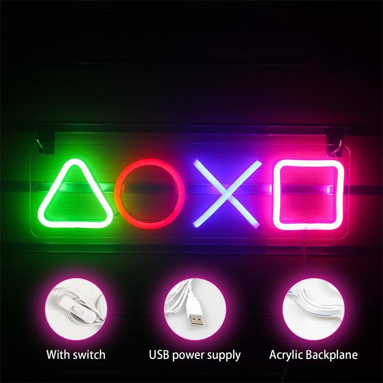 Letrero de neón con icono de juego personalizado, luz para colgar en la pared, atmósfera, lámpara de Playstation, iluminación LED colorida, decoración para jugador de Bar y Club