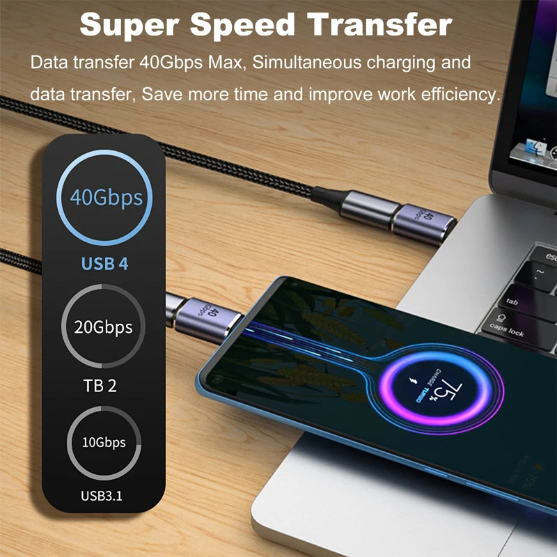 NNBILI USB4.0 40Gbps OTG C-type Adapter 100W 5A USB C to Type C Fast Charging Converter USB C Data Adapter For Macbook 8K60HZ