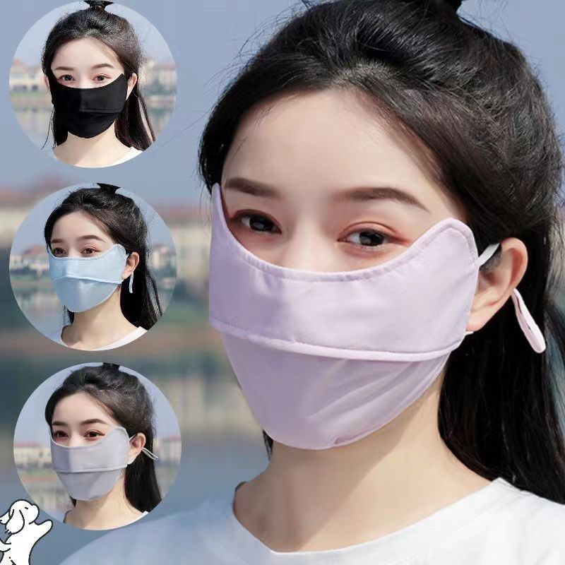 Máscara de protección solar de seda de hielo para hombre y mujer, protección UV de verano, cubierta facial para ciclismo, transpirable, lavable, bufanda para deportes al aire libre, Bandana