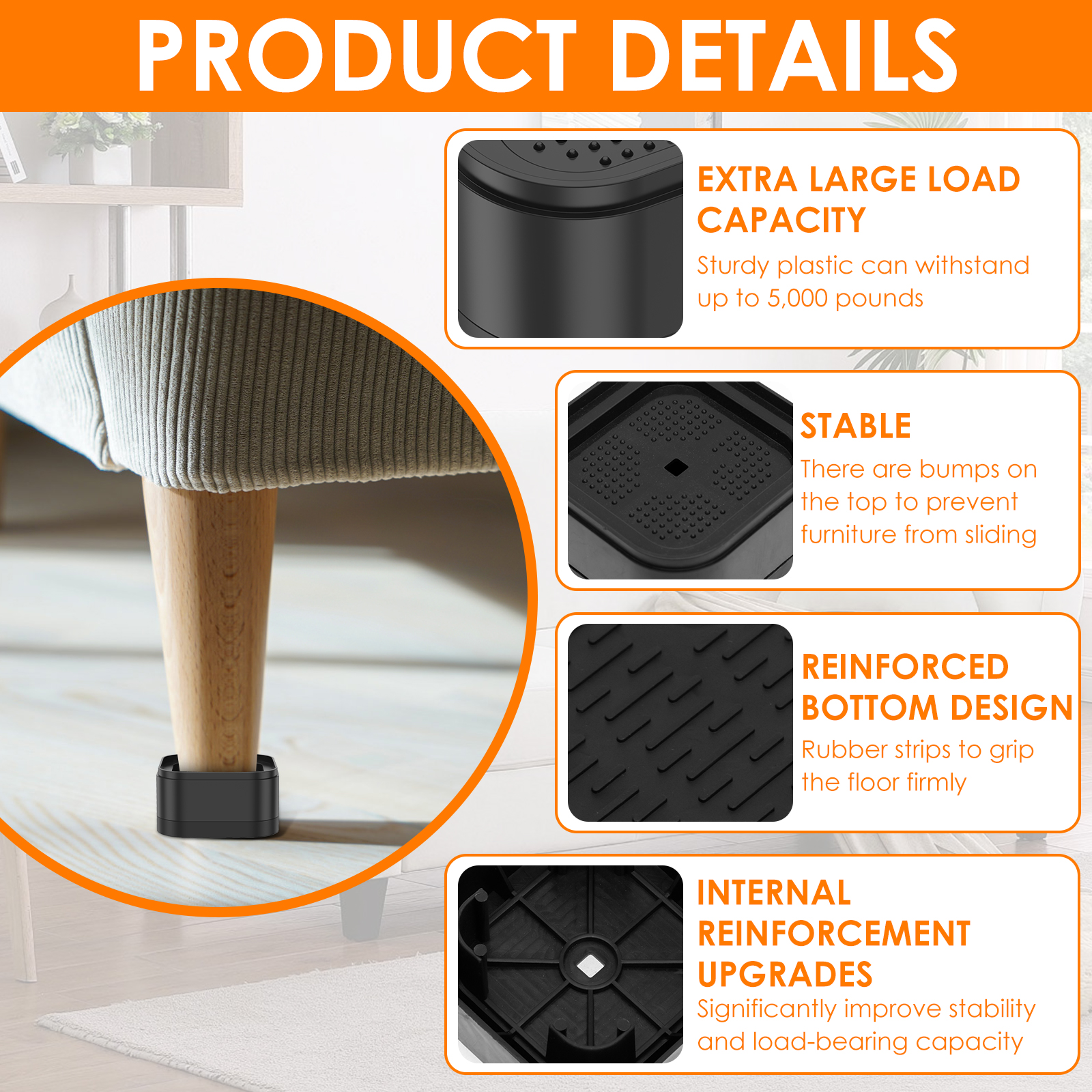 8/16 Stuks Meubels Risers Zware Bed Stoel Tafel Verhoging Voet Pad Antislip Vloer Protecto Meubels voeten Been Lift