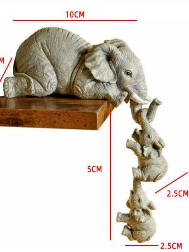 3pcs/set Cute Elephant Figurines Elephant Holding Baby Elephant Resin Crafts Home Furnishing Gift