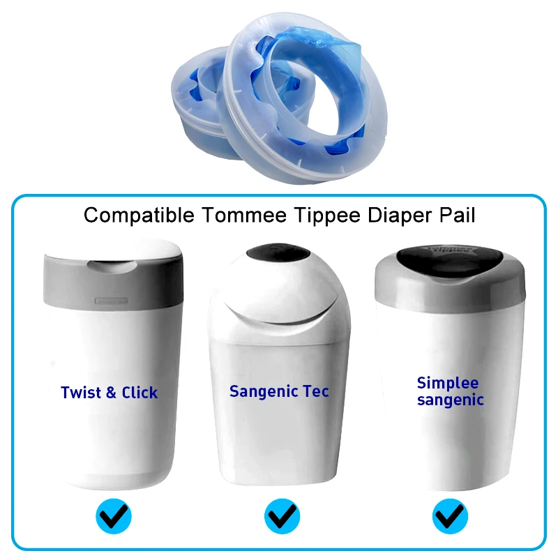 Sacos de recarga de fraldas Bady para Tommee Tippee para torção e clique para baldes de fraldas Sangenic Saco de substituição de lixo degradável