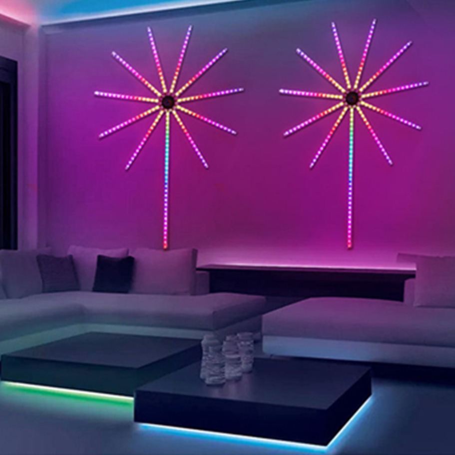 RGBIC Fogo de artifício LED Strip Light Bluetooth APP Controle USB 5V Neon Strip Decoração de festa de Natal Sincronização de música Decoração de quarto Luz