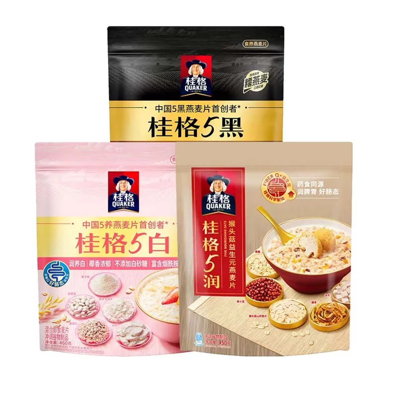 QUAKER  Mixed Instant Oatmeal 18.29oz(518g)*1 pack Instant breakfast for satiety, no cooking, meal replacement