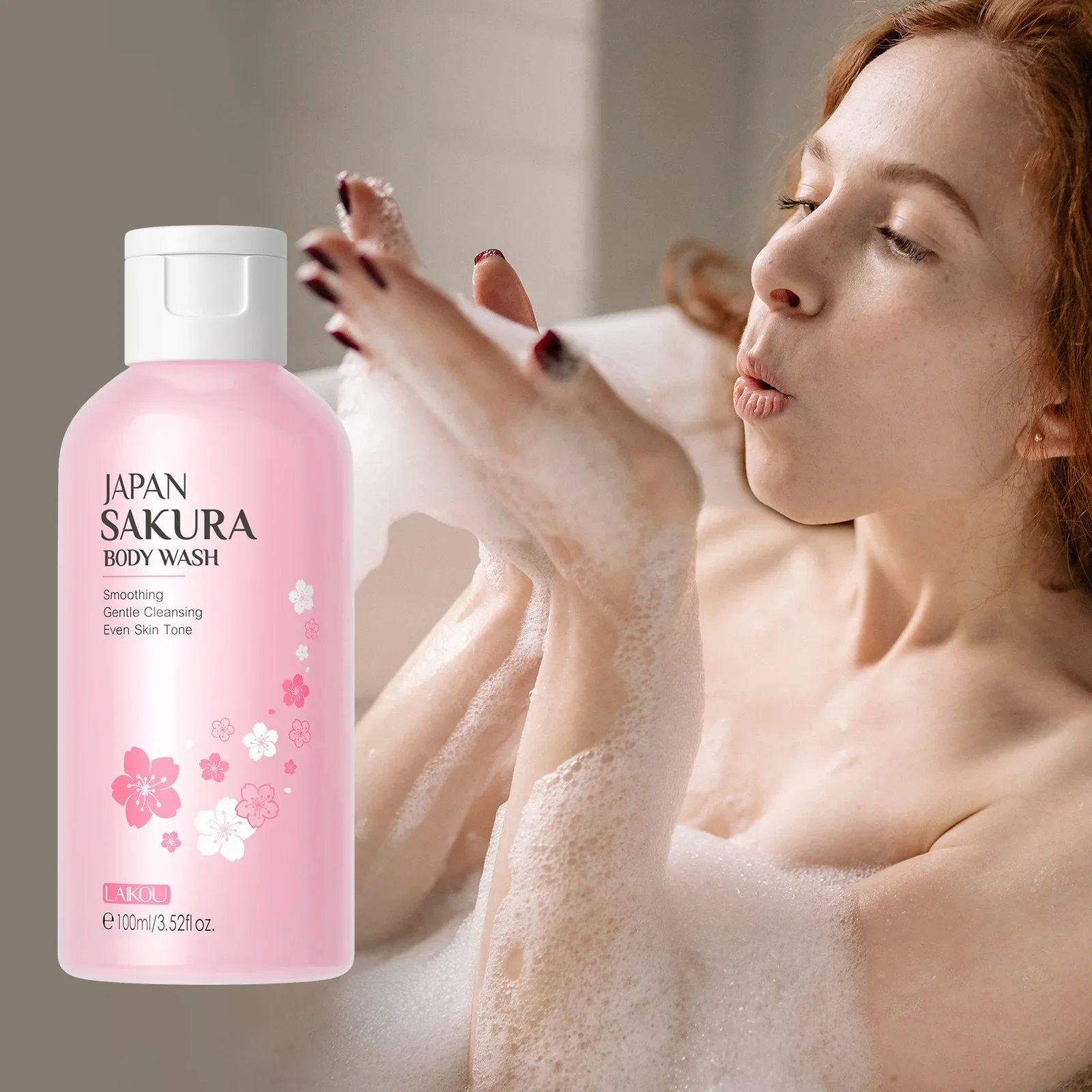 LAIKOU 100 ml Sakura Body Wash Duschgels Lotion Kirschblüten glatt sanfte Reinigung duftende feuchtigkeitsspendende Hautpflege