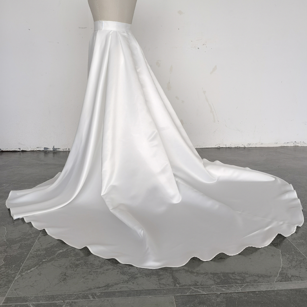 Satijnen bruids afneembare lange trein bruiloft afneembare rok voor jurken tailleband feest overrok