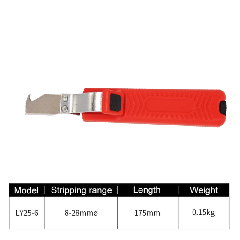 Cuchillo Pelacables de electricista, herramienta de pelado manual con mango de goma para cable de PTFE de goma de silicona, PVC de 4-50mm