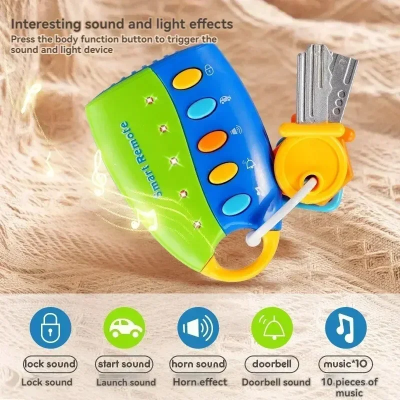 Baby Toy Musical Cartoon Car Key Vocal Sounds Smart Remote Car Voices Pretend Play Educational Toys For Children Baby Music Toys