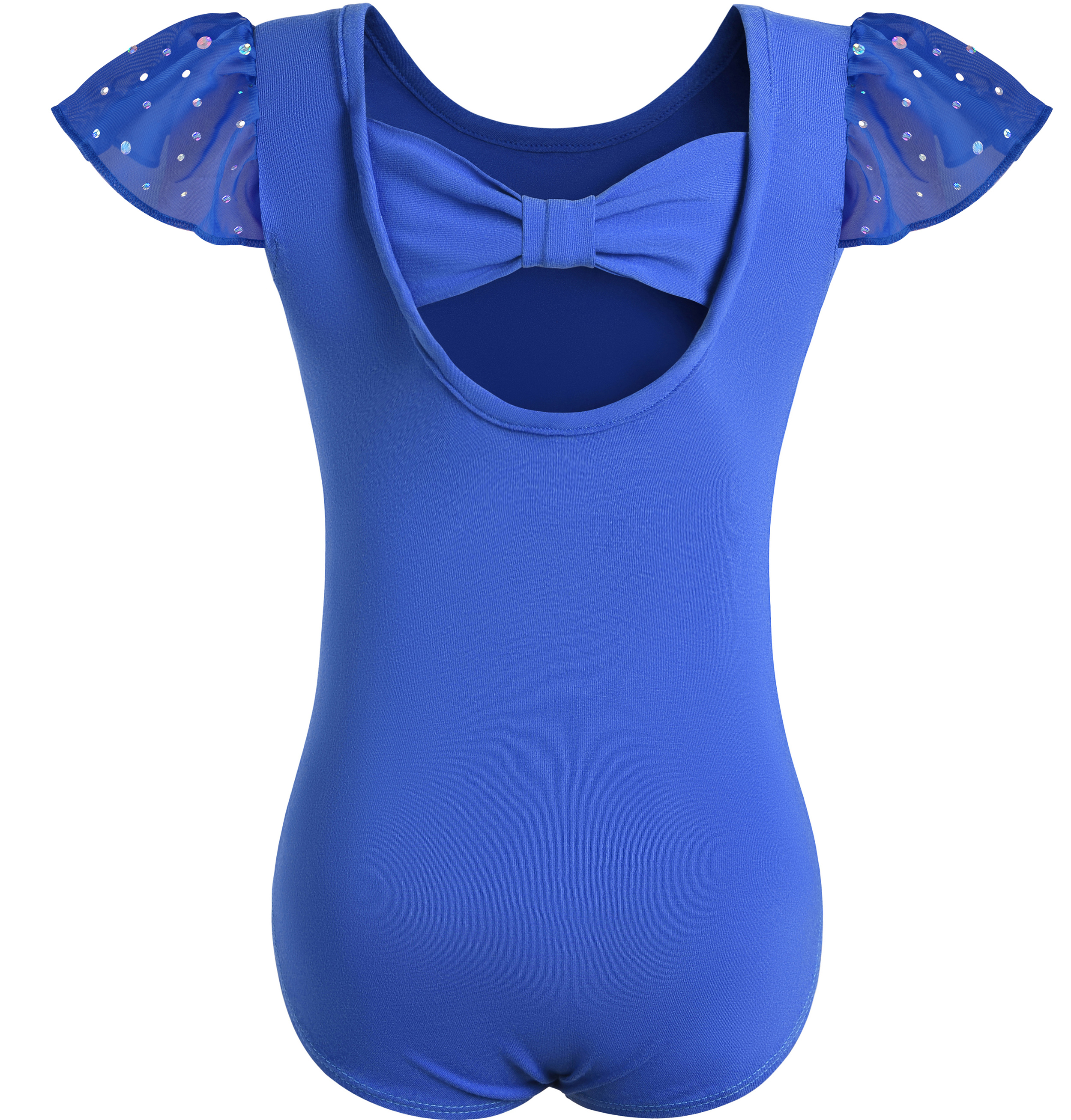 Collant de balé de dança para meninas manga curta com costas borboleta