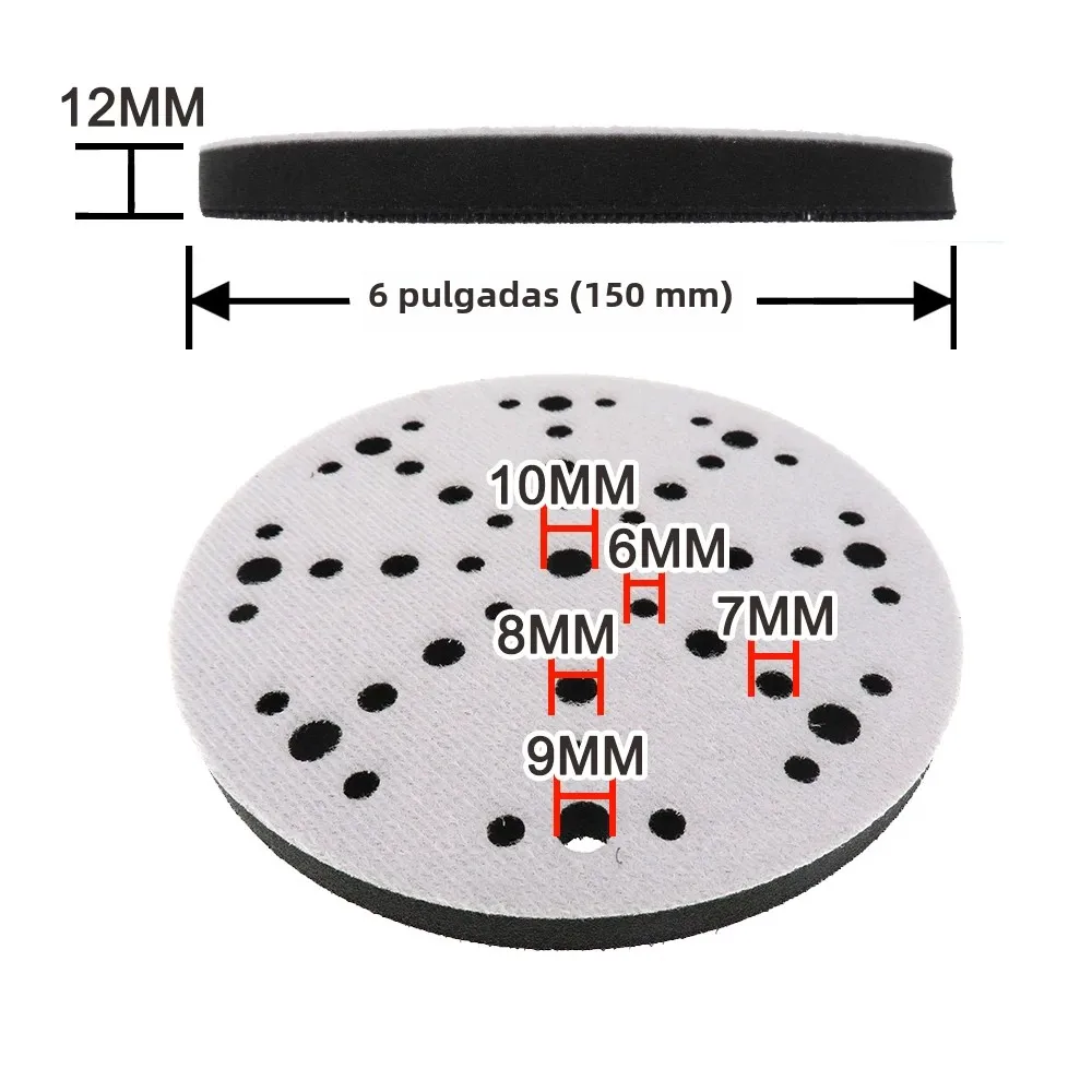 Almohadilla de interfaz suave de 6 pulgadas, 150mm, 48 agujeros, esponja amortiguadora para almohadillas de lijado, herramientas abrasivas para automóviles y motocicletas y madera, 2 uds.