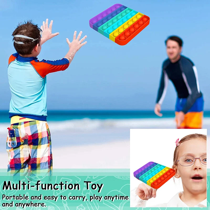 Push Pop Bubble Fidget Sensory ของเล่นความเครียดบรรเทาของเล่นสําหรับเด็กผู้ใหญ่ Rainbow Anti-ความวิตกกังวลเครื่องมือสํานักงานความเครียดบรรเทาของเล่น