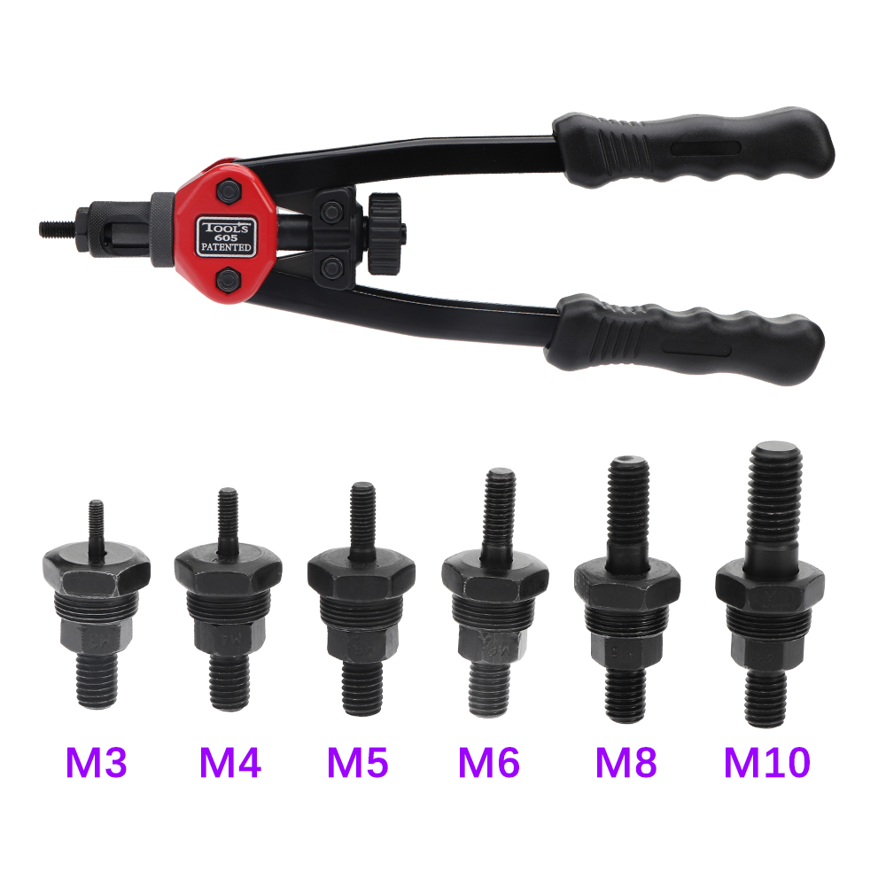 Box 100/150/165Pcs Flat Head Riveter Nut Gun BT605 BT606 BT607 Blind Heavy Hand Inser Rivet Nut Tool M3 M4 M5 M6 M8 M10 M12