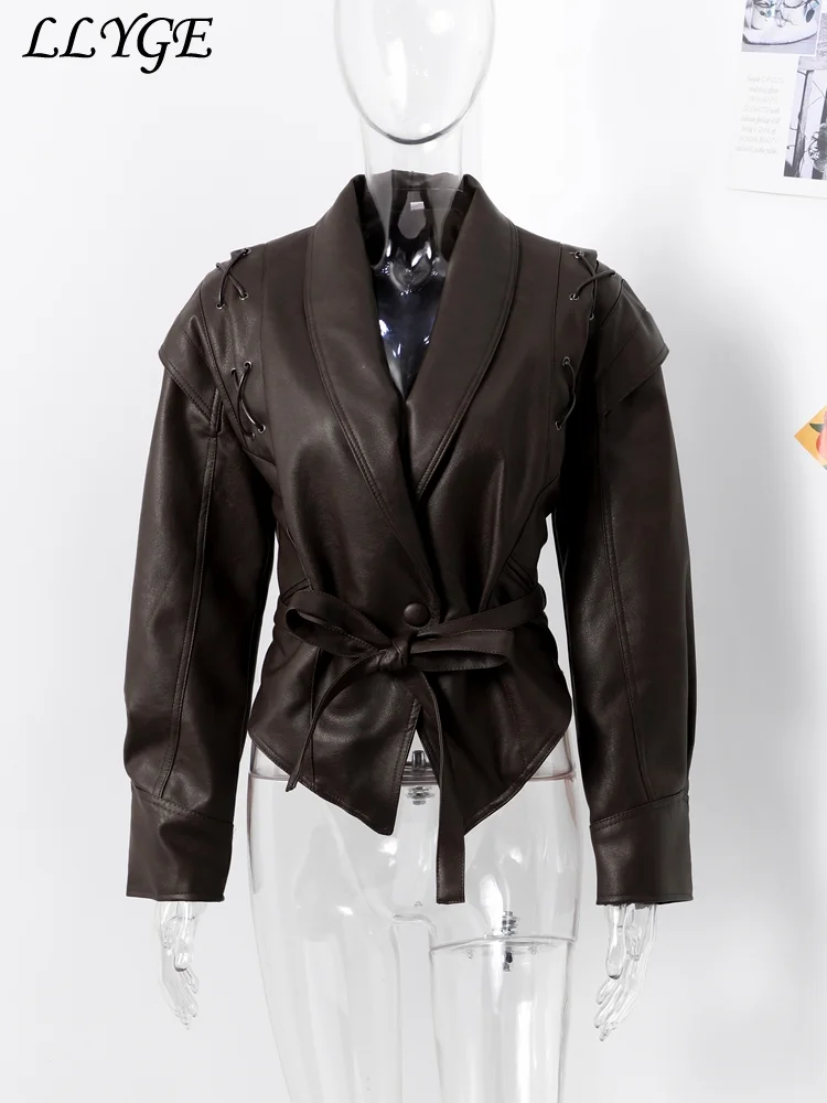 女性用ジッパー付きショートレザージャケット,アウターウェア,ヴィンテージ,長袖,バイカーモタコート,y2kファッション,秋,2024