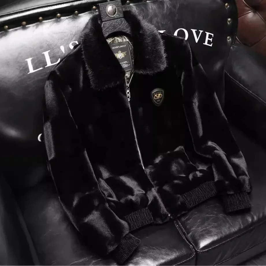 ฤดูหนาว Mens Faux FUR เสื้อหนังคุณภาพสูงสีทึบผ้าขนสัตว์หนาเสื้อแจ็คเก็ตกลางแจ้งเย็นเสื้อผู้ชายเสื้อผ้า