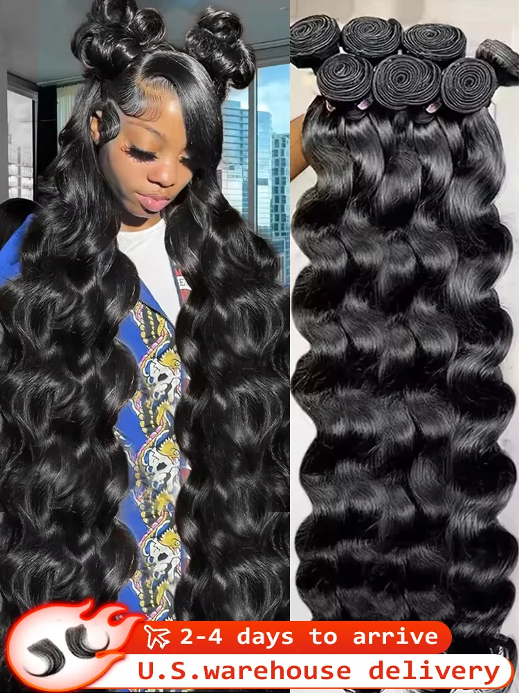 40 50 Polegada pacotes de onda do corpo 100% cabelo humano brasileiro 16a 4 5 pacote preto remy virgem cru cabelo humano pacotes duplos extensões