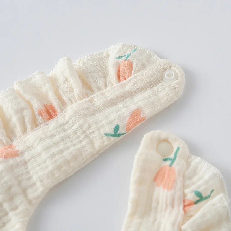 2 個ベビー授乳よだれよだれかけフリル花幼児唾液タオルソフト綿げっぷ布新生児幼児子供よだれかけ