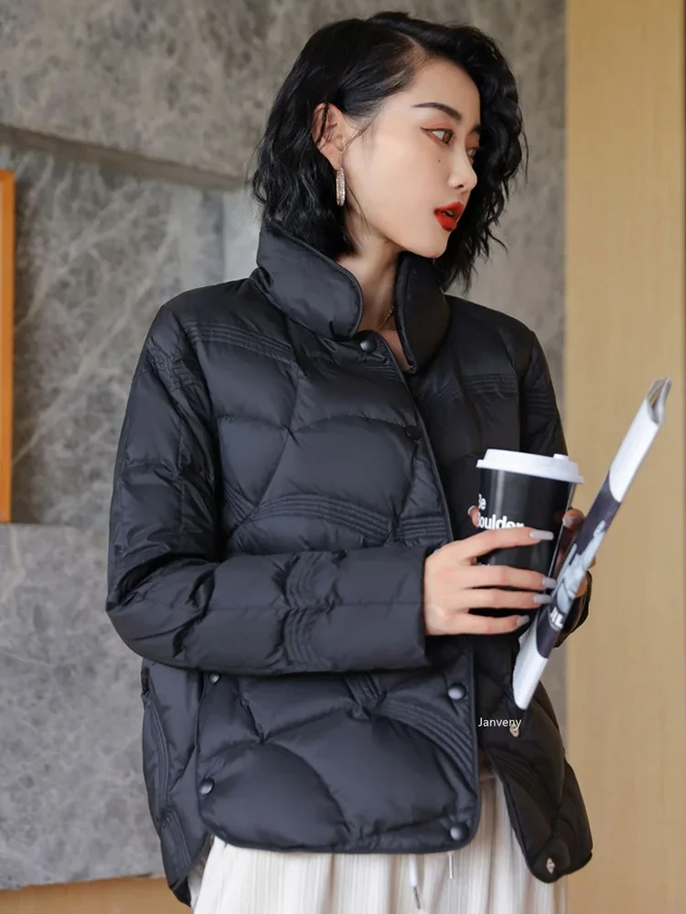 女性のための韓国のファッショナブルなショートジャケット,カジュアル,超軽量,冬,防風,4xl,5xl,2023