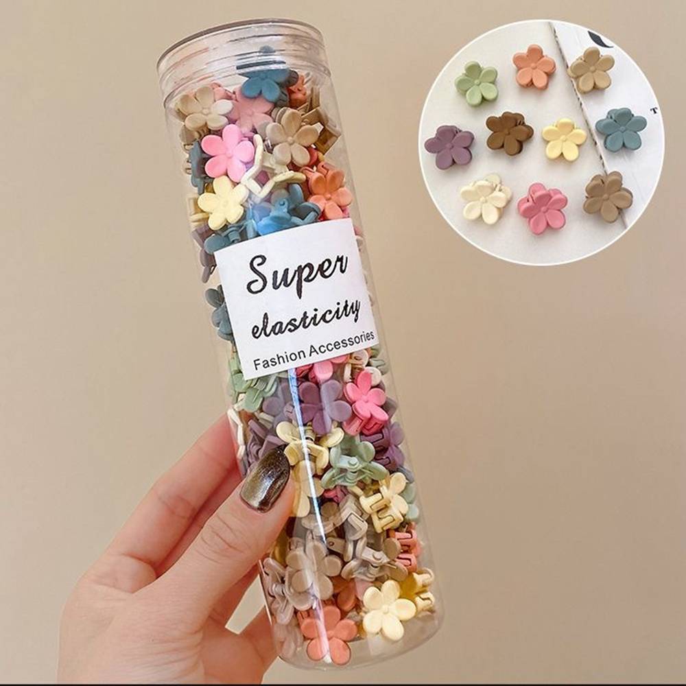 50 pçs plástico fosco mini cabeça de coelho garras de cabelo grampos de cabelo caranguejo bebê gilrs doce pequeno hairpin flor presilhas acessórios para o cabelo