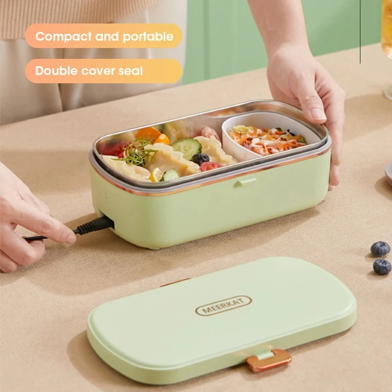 Fiambrera eléctrica, calentador de alimentos portátil, caja Bento sin agua, calentador de alimentos de acero inoxidable, fiambrera de comida para oficina, calentador eléctrico