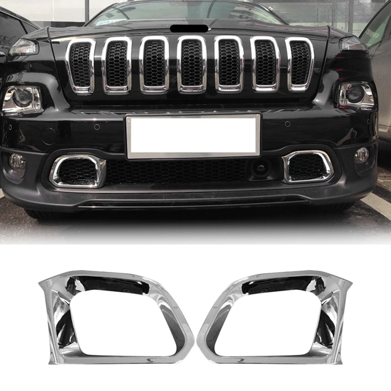 Untuk Jeep Cherokee KL 2014-2018 ABS Bumper depan Grill bawah jala penutup ventilasi udara Bezel Trim masukkan hiasan