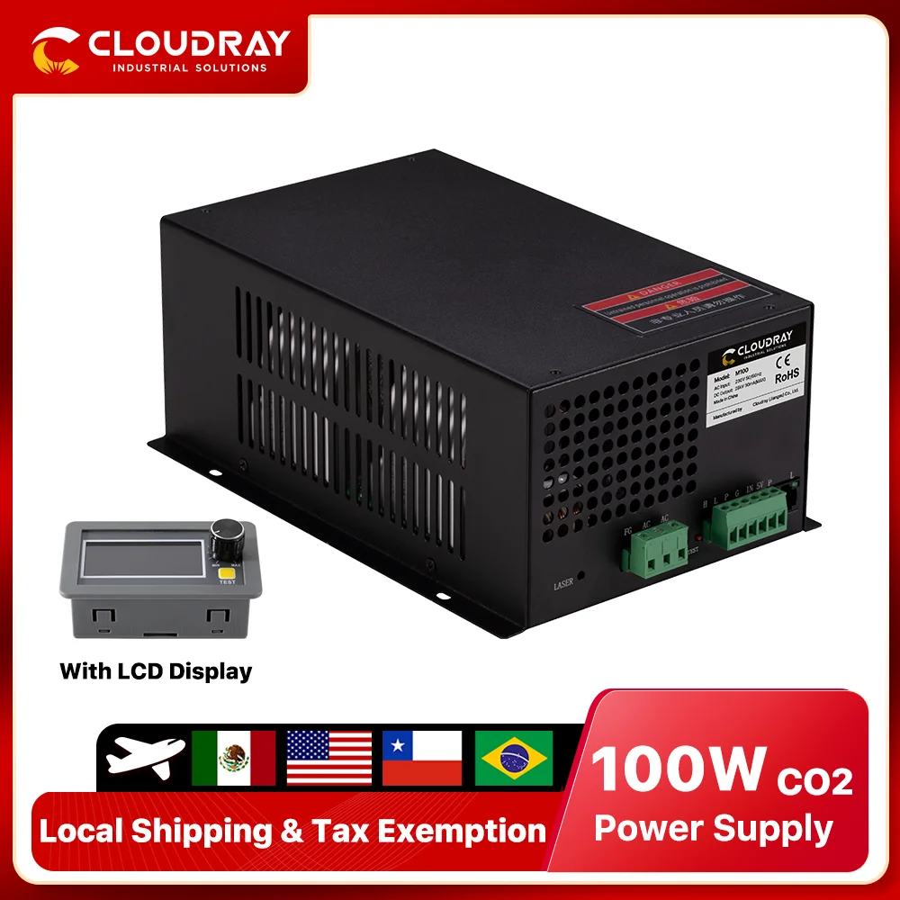 Cloudray-fuente de alimentación láser CO2, 80-100W, para máquina cortadora de grabado láser CO2, categoría M100W