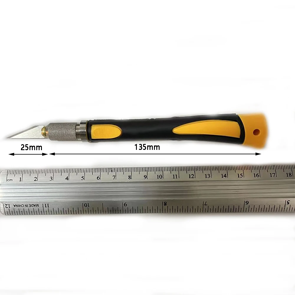Chống Trơn Trượt Kim Loại Dao Mổ + 11 Chiếc SK5 Lưỡi Dao Khắc Gỗ Dao Trái Cây Thực Phẩm Thủ Công Điêu Khắc Khắc Dao Tay dụng Cụ WL-9302S