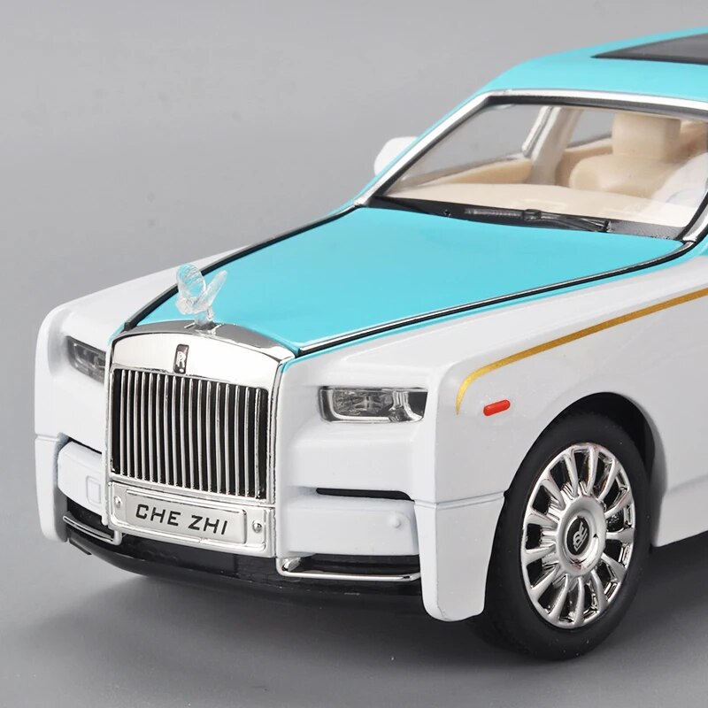 1:24 RR Phantom modelo liga de zinco puxar para trás carros de brinquedo fundidos com som e luz para crianças menino menina presente