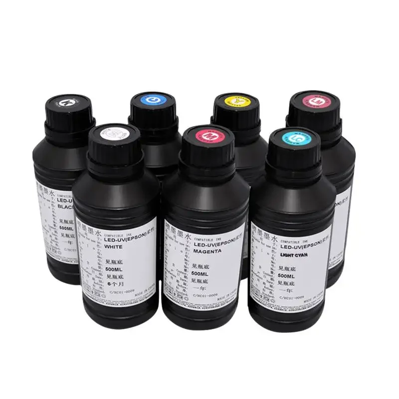 500ML Chai Mực UV LED Cho Epson L800 L805 L1800 R290 R330 1390 1400 1410 Máy In UV Mực UV véc Ni Bóng Mực Cứng Mực Mềm