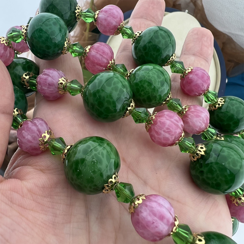 Colar de pedra de cristal para mulheres e meninas, gargantilha vintage francesa, camisola corrente