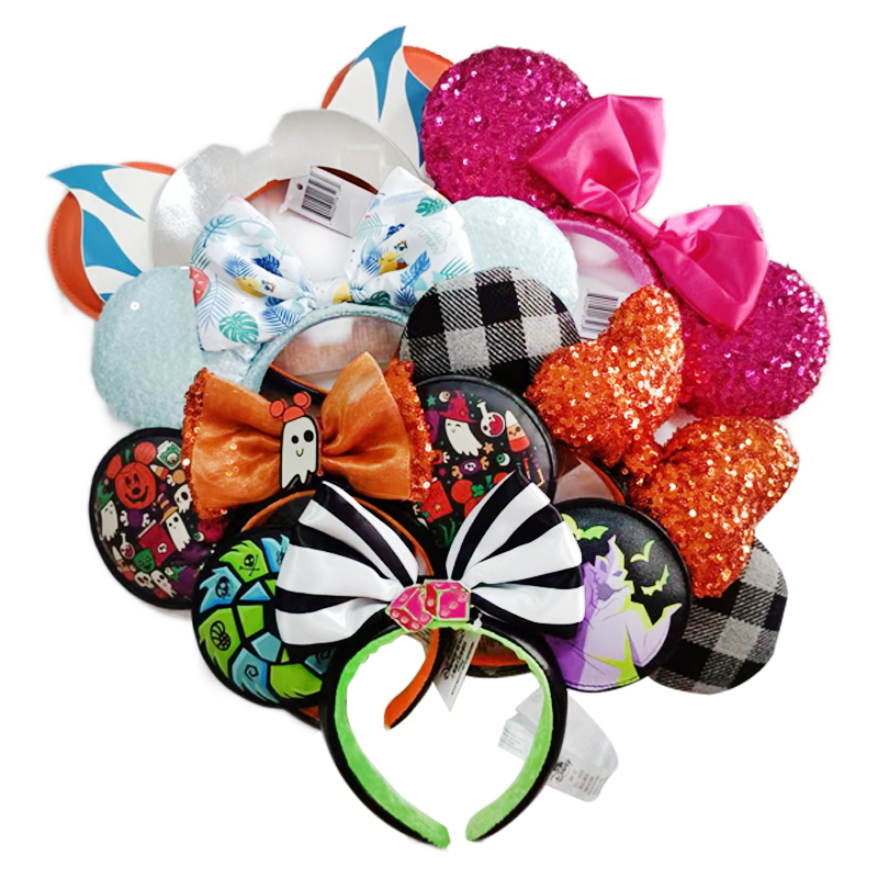 การ์ตูน Minnie Mouse หูแถบคาดศีรษะเจ้าหญิงเงือกใหญ่เลื่อม Bows หูเครื่องแต่งกายคอสเพลย์ตุ๊กตาผู้ใหญ่/เด็กแถบคาดศีรษะของขวัญ