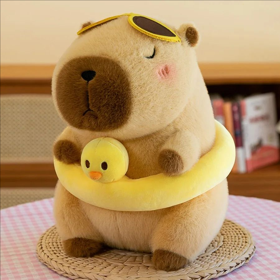 Gelbe Ente Schwimmring Capybara Plüschtier Niedliche Simulation Beachwear Capibara Kawaii Stofftier Geburtstag Reisegeschenke