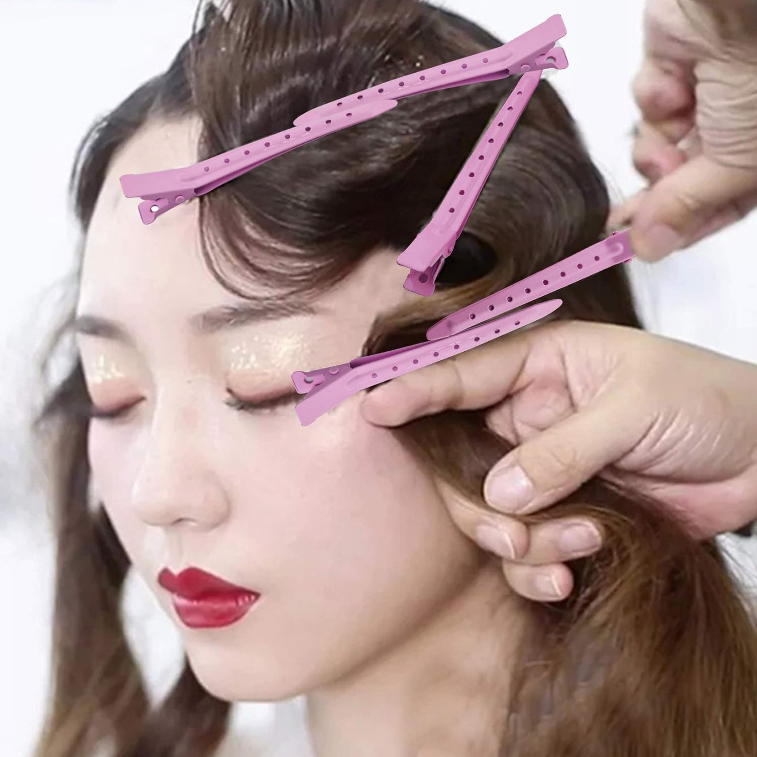 20 Pcs Duck Bill Clips,Rustproof Metal Alligator Curl Clips with Holes for Hair Styling, Hair Coloring, wig tool